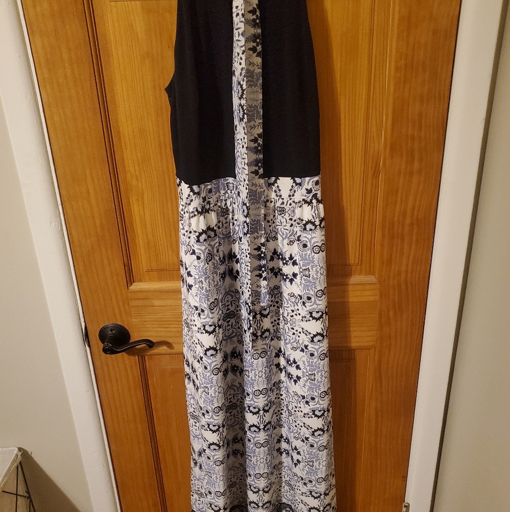 Navy printed maxi dress